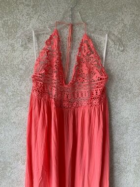 SHEIN Curve Coral Knit Top Maxi Summer Dress 2X Beach Cover Coastal Boho Light